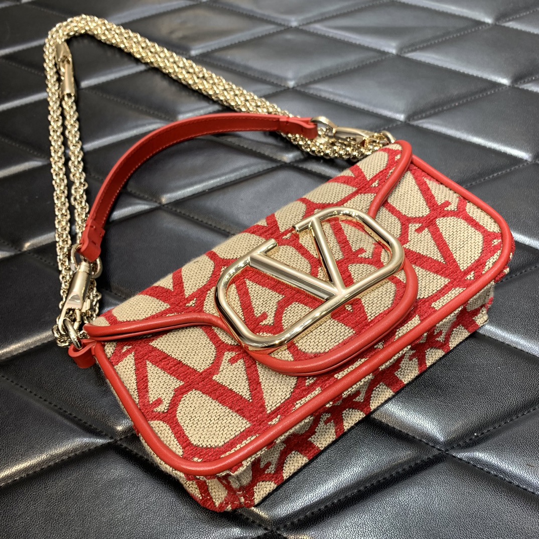 Valentino Garavani Loco Small Shoulder Bag in Red Toile Iconographe